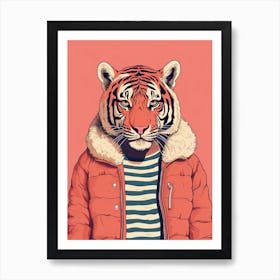 Tiger Illustrations Wearing A Winter Jumper 2 Art Print