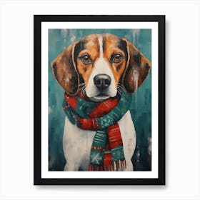 Beagle Wearing A Christmas Art Print