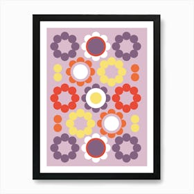 Abstract Retro Flowers Art Print