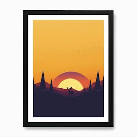 Sunset In The Forest Art Print