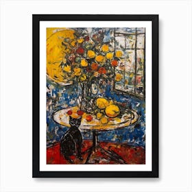 Bouvardia With A Cat 2 Abstract Expressionism  Art Print