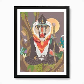 Wisdom Elder Baboon Crossed Legged In Tree Art Print