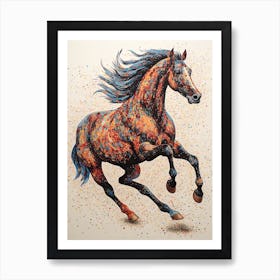 A Horse Painting In The Style Of Pointillism 3 Art Print