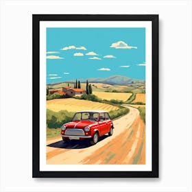 A Mini Cooper In The Tuscany Italy Illustration 2 Art Print