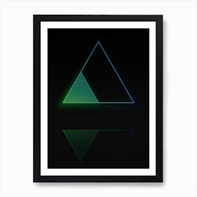 Neon Blue and Green Abstract Geometric Glyph on Black n.0473 Art Print