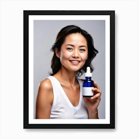 Asian Woman Holding A Bottle Art Print