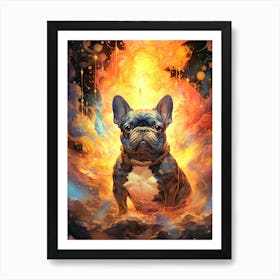 Floral Fantasy Flame Bulldog Art Print