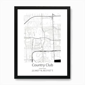 Country Club Hills,United States Minimalist Map Art Print