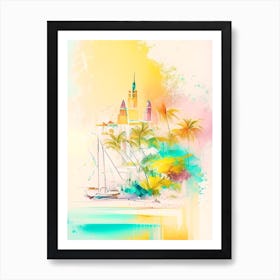 Aruba Watercolour Pastel Tropical Destination Art Print