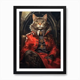 Cat In A Red Coat Art Print