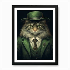 Gangster Cat Norwegian Forest Cat 3 Art Print