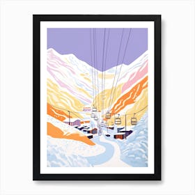 Andermatt   Switzerland, Ski Resort Pastel Colours Illustration 0 Art Print