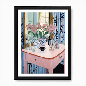 Bathroom Vanity Painting With A Bleeding Heart Bouquet 4 Art Print