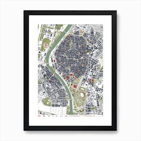 Seville Engraving Map Art Print