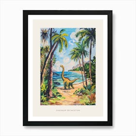 Dinosaur On The Beach Painting 2 Poster Art Print