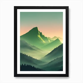 Misty Mountains Vertical Composition In Green Tone 159 Art Print