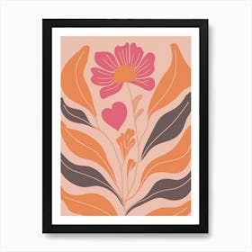 Flower & Heart Illustration Art Print