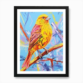 Colourful Bird Painting Yellowhammer 1 Art Print