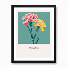 Carnation 2 Square Flower Illustration Poster Art Print