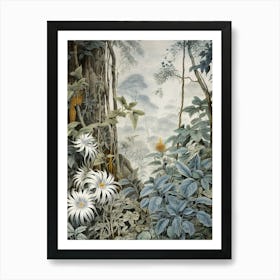 Vintage Jungle Botanical Illustration Passion Flower 3 Art Print