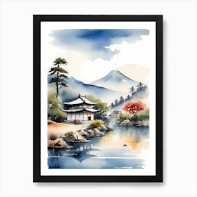 Japanese Landscape Watercolor Painting (36) 1 Art Print