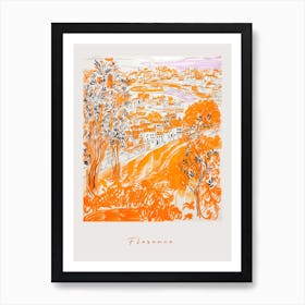 Florence Italy Orange Drawing Poster Art Print