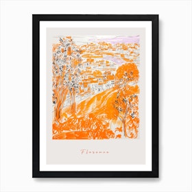Florence Italy Orange Drawing Poster Art Print