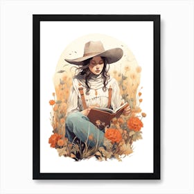 Cute Cowgirl Watercolour 2 Art Print