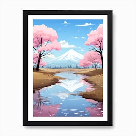 Cherry Blossom Illustration Wall Art Art Print