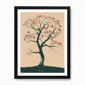 Dogwood Tree Colourful Illustration 1 Art Print