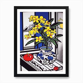 Orchids Flower Still Life  3 Pop Art Style Art Print