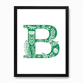 Letter B Bright Green Art Print