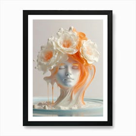 Woman With Flower Hat Art Print