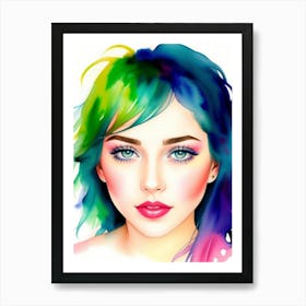 Portrait Of A Woman With Colorful Hair 1 Art Print