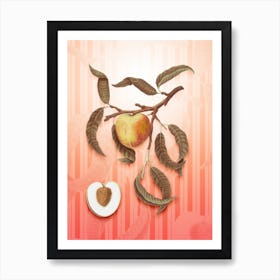 Peach Vintage Botanical in Peach Fuzz Awning Stripes Pattern n.0143 Art Print