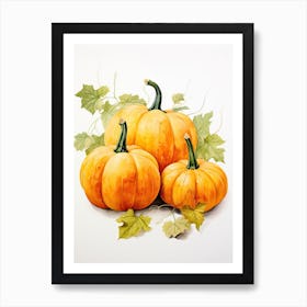 Miniature Pumpkin Watercolour Illustration 3 Art Print