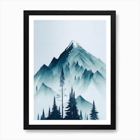 Mountain And Forest In Minimalist Watercolor Vertical Composition 329 Art Print