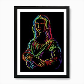 Neon Mona Lisa Modern Abstract Art Art Print