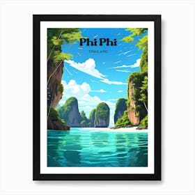 Phi Phi Thailand Summer Vacation Modern Travel Illustration Art Print