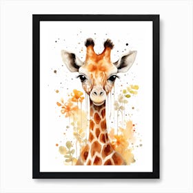 A Giraffe  Watercolour In Autumn Colours 0 Art Print