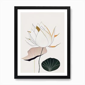 Early Lotus Abstract Line Drawing 2 Art Print