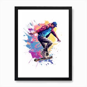 Skateboarding In Istanbul, Turkey Gradient Illustration 1 Art Print