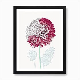 Chrysanthemum Floral Minimal Line Drawing 1 Flower Art Print