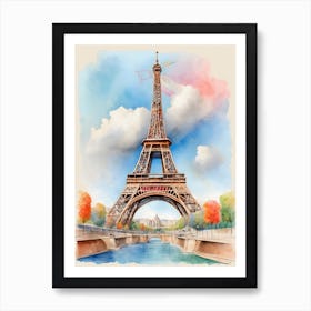 Watercolor Of Eiffel Tower Art Print