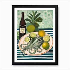 Squid Italian Still Life Painting Art Print