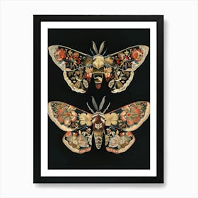Night Butterflies William Morris Style 4 Art Print