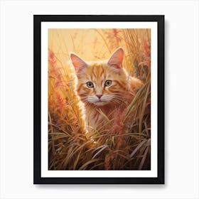 Warm Cat Roaming Through Long Grass Art Print