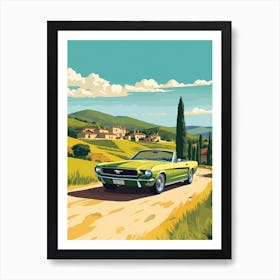 A Ford Mustang In The Tuscany Italy Illustration 4 Art Print