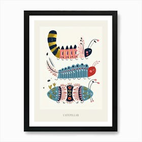 Colourful Insect Illustration Catepillar 5 Poster Art Print