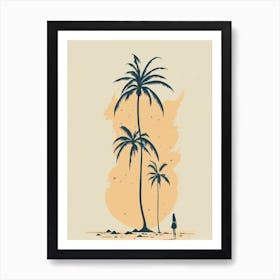 Girl under the Palm Trees On The Beach Art Print
